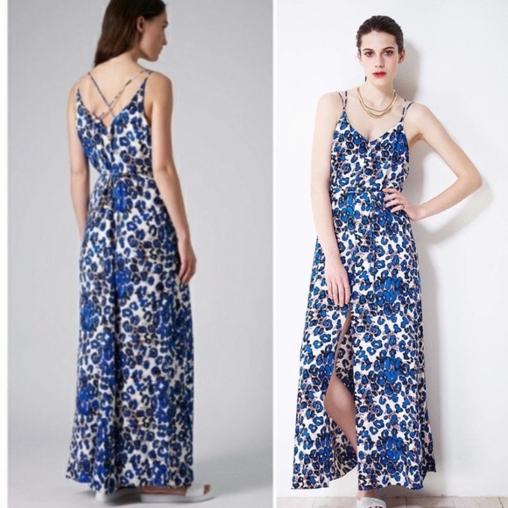 Blue Leopard Print Topshop maxi dress